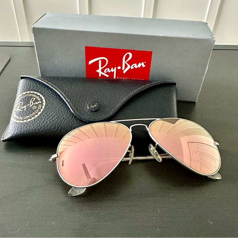 Authentic Ray Ban Mirrored Copper Flash Aviator Sunglasses